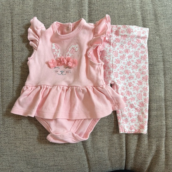 Little Me Pink Bunny Ruffle Set - Picture 1 of 5